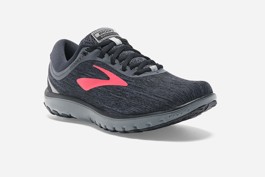 Brooks Running Shoes - Pureflow 7 Road Womens - Black/Pink - EJH-914782